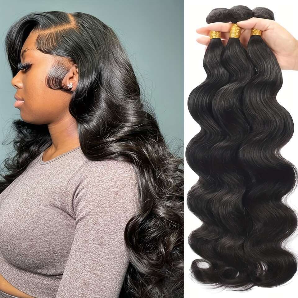 Body Wave Human Brazilian Weaving Natural Black Aooblees 3Pcs Bundles Deal Raw Hair Extensions