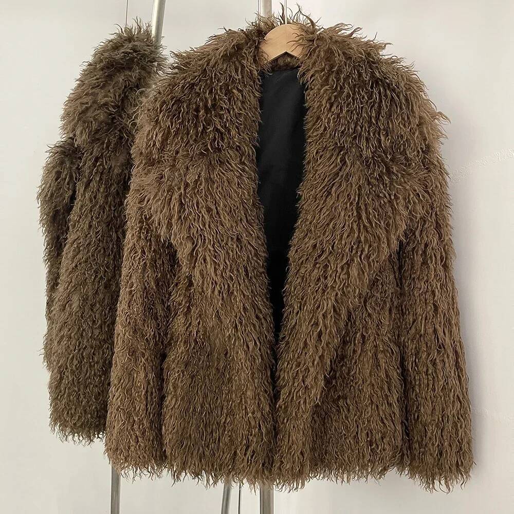 winter jacket women OFTBUY Fluffy Women Coat Eco-friendly New in Winter Long Sleeve Warm Faux Fur Jacket Female Office Lady Chic Outerwear