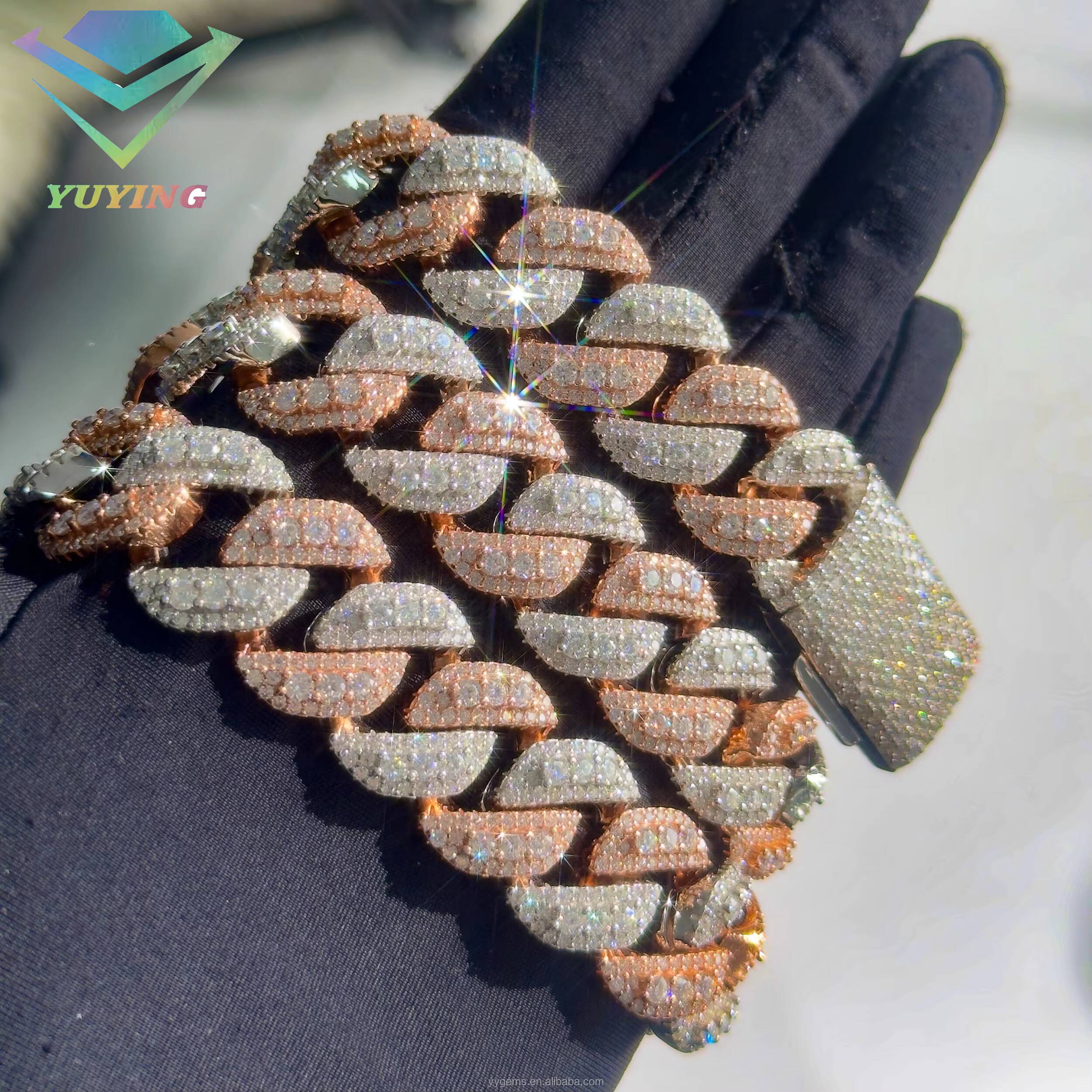 Hip Hop High Quality Heavy Silver 16mm Men Necklace Gold Plated VVS1 Moissanite Diamonds Cuban Link Chain with GRA Certificate