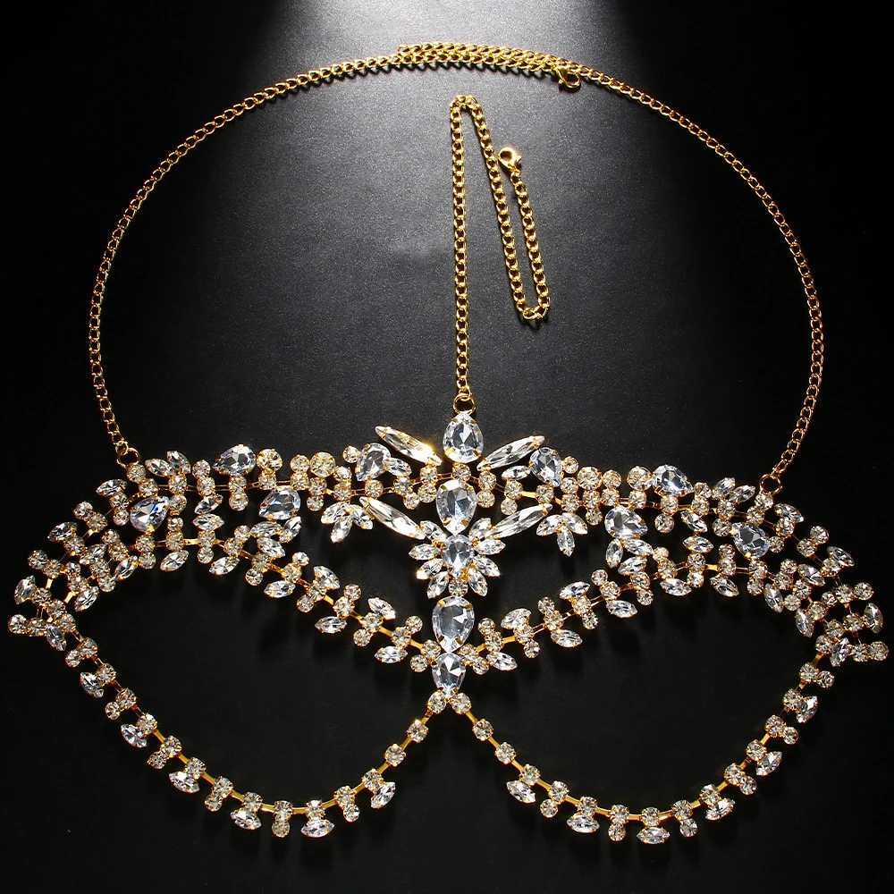 Fashion Exaggerate Rhinestone Mask Veil Prom for Women Accessories 2025 Drag Queen Geometric Face Mask Chain Masquerade JewelryW251029