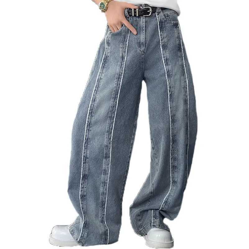 New Korean Retro Patchwork Design Jeans MenS Straight Leg Pants Casual Pants Baggy Jeans Y2k Men J251030