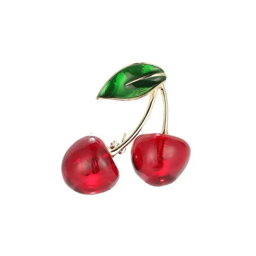 Elegant Enamel Cherry Brooches For Women Exquisite Crystal Red Fruit Lapel Pins Clothing Coat Jewelry Party Accessories Gifts Y251029