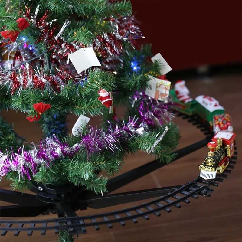 Christmas Tree Decor Train Track Frame Railway Car Sound Light Rail Car Festival Gifts Christmas Train Electric Toy Random Color C251030