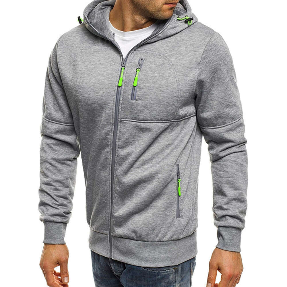 Men's Spring and Autumn Sports Casual Fitness Loose Zipper Solid Color Sweatshirt for Men