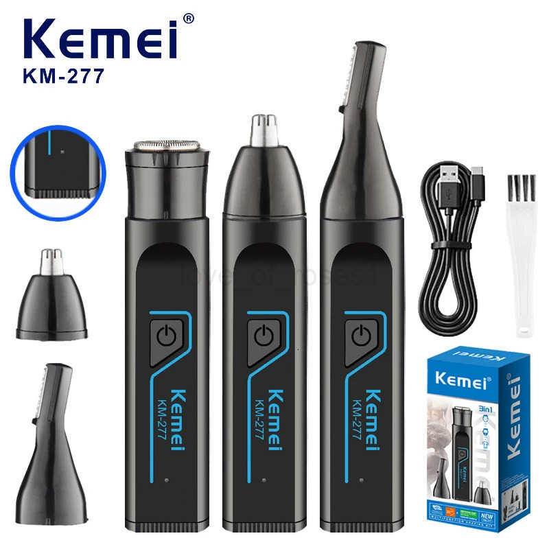 Kemei KM277 Electric Shaver EarEyebrowsNose Hair Trimmer 3in1 Kit Mini Portable Body Hair Trimmer Safety Razor Rechargeable Z251030