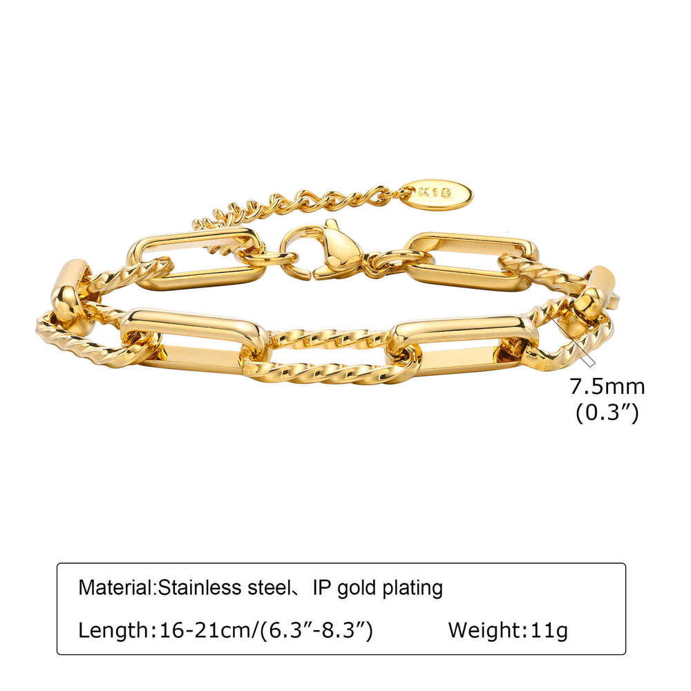 Ladies' Stainless Steel Emed Thick Chain gold Bracelet Hualanxin 2290