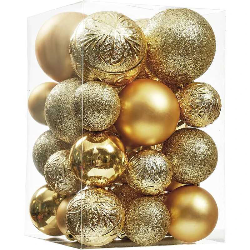 Christmas Ball Ornaments 30Pcs of 468CM Shatterproof Plastic Christmas Ball Xmas Tree Hanging Decor for Home New Year Decor C251030