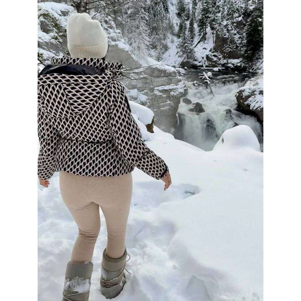 Women's Hooded Warm Ski Wear High Collar Long Sleeves With Belt Windproof Thermal Jacket Winter Female Chic Overcoat