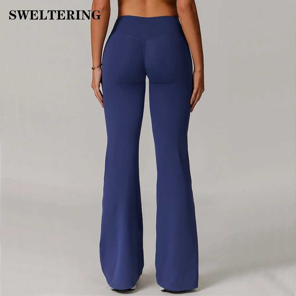 High Waist Wide Leg Pants Leggings Women Tights Fitness Bellbottoms Yoga Elastic Leggings Push Up Gym Workout Flared Pants J251030