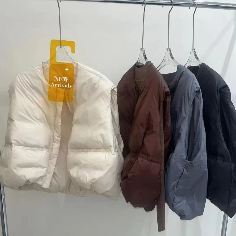 Autumn Korean Chic Down Vest Oneck Loose Solid Casual Sleeveless Parkas Allmatch Zipper Jacket Waistcoat Female 251029