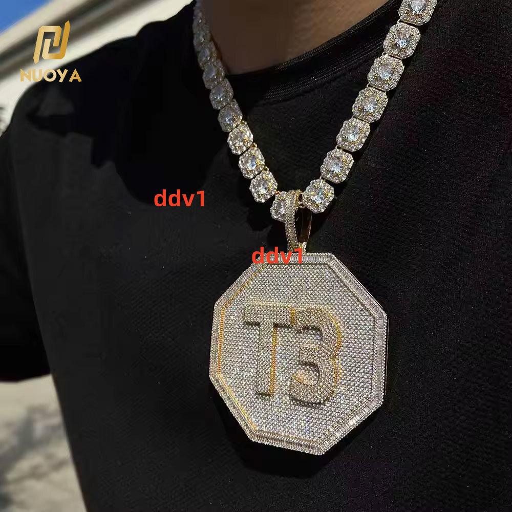 Custom Hip Hop Jewelry Crystal Moissanite Iced Out Men Letter Charms moissanite Bling Pendant Designer's style