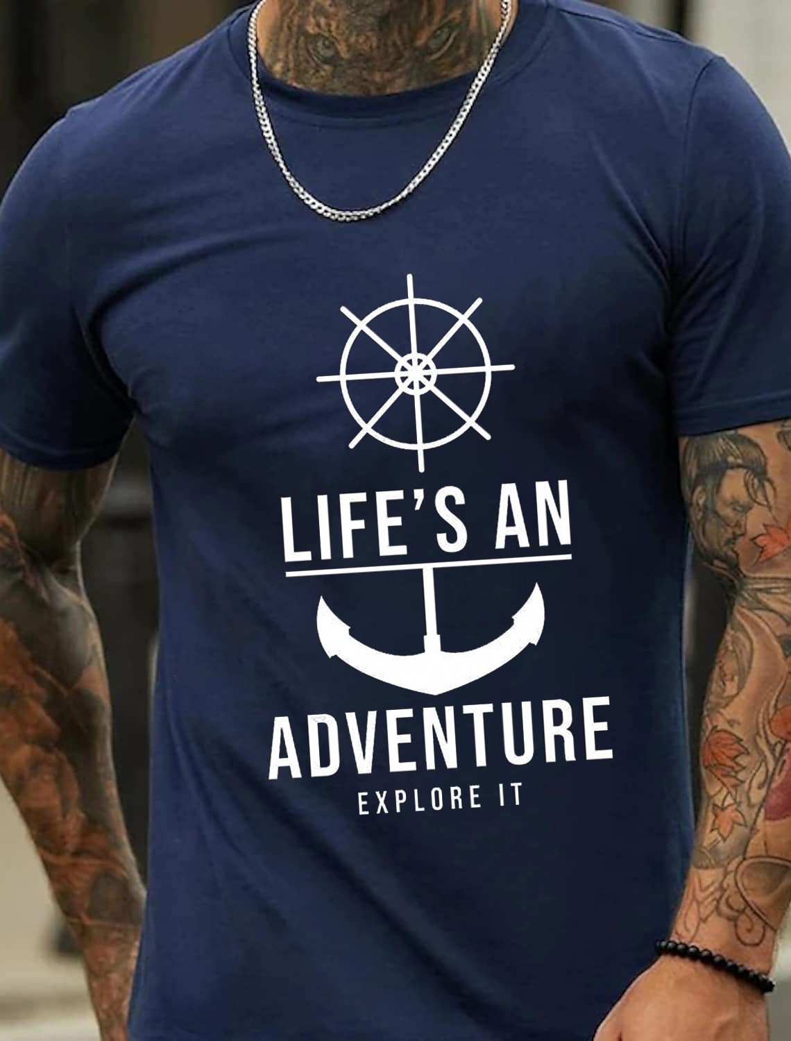 European & American Oversized Sunset Vintage Mountain Print Fashionable Men's Cotton Summer T-Shirt - TT7095