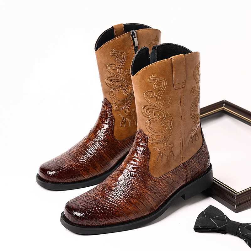 Classic Mens Boots Retro Cycling Boots Mens Leather Embroidered Motorcycle Boots Mnes Essential for Going Out on The Street Z251029