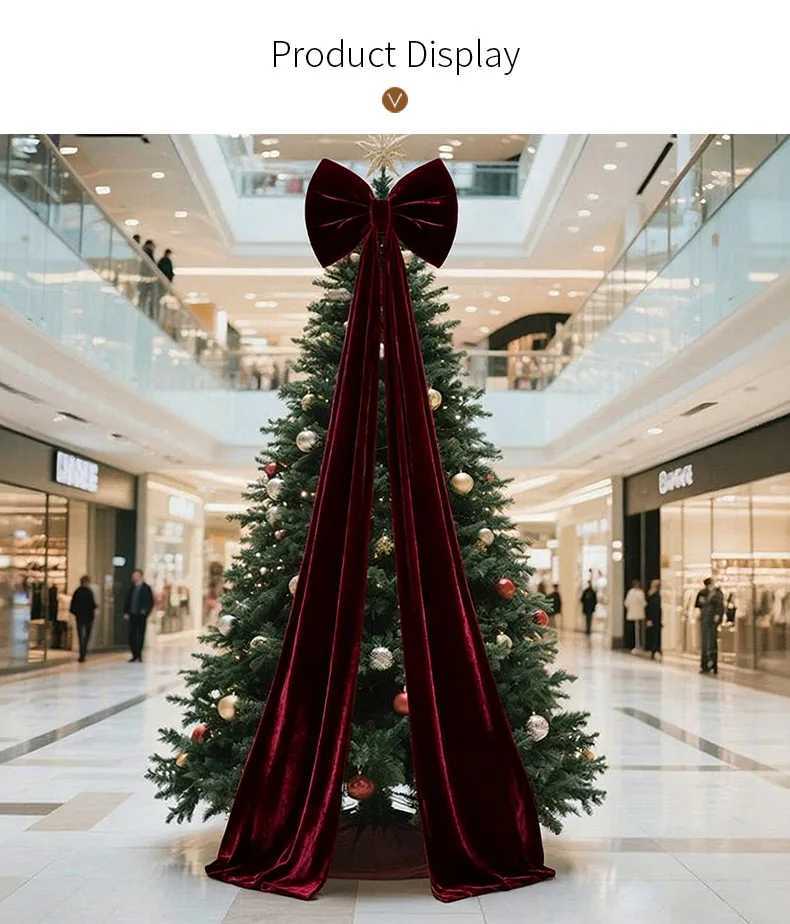 65ft Giant Red Velvet Christmas Bow Pendant Xmas Tree Bowknot Ornament for Home Decor New Year Party Gifts Festive Decoration C251030