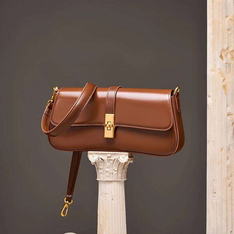 Toptrends Elegant Genuine Leather Underarm Shoulder Bags For Women Designer Crossbody Purses Saddle Ladies Handbags