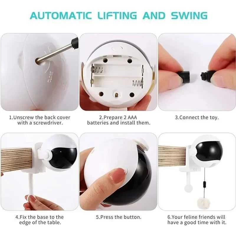 Electronic Motion Cat Toy YoYo Lifting Ball Electric Flutter Interactive Cat Teaser Toy Rotating Interactive Pet Toy S251029