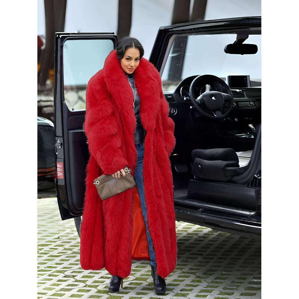 Stylish And Comfortable Women S Faux Fur Coat With Turn Collar Long Sleeves Pockets Elegant Solid Color Fall Winter Outerwear For Casual Wear