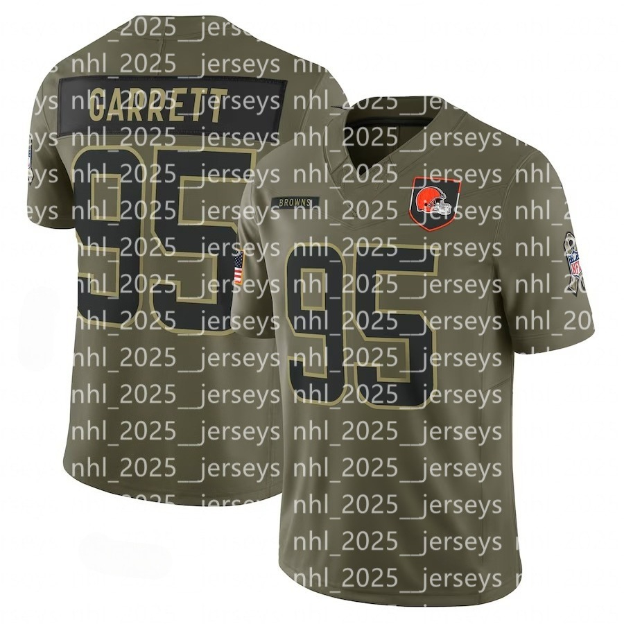 Men Browns 95 Myles Garrett Women Youth Olive 2025 Salute to Service Limited Jersey