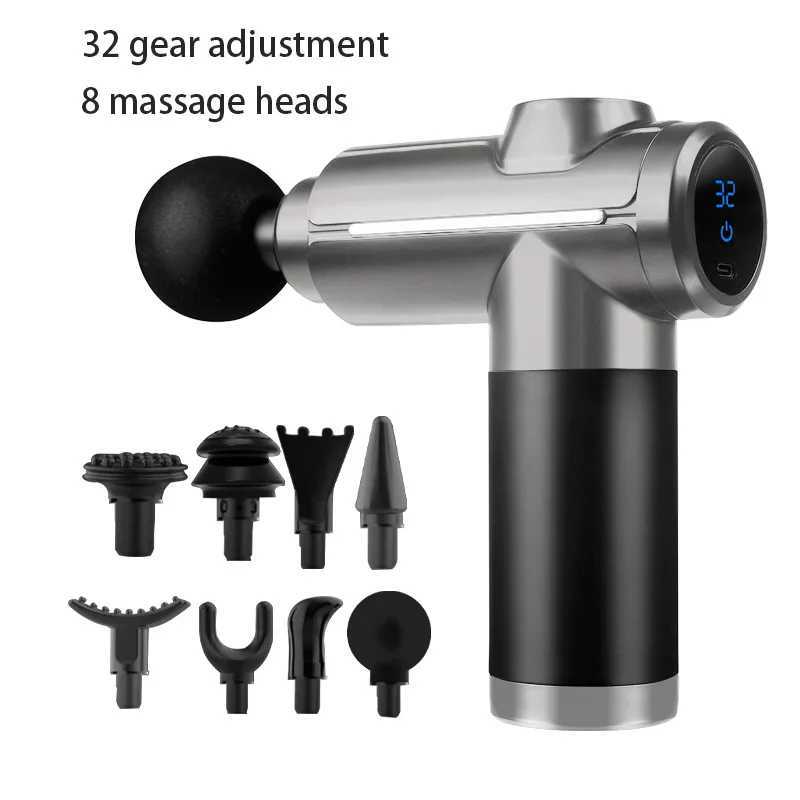 Electric Muscle Relaxor Fascia Gun with 8 Heads Touch Screen Fitness Grade Neck Membrane Grabbing Device Massage Machine Vibrati J251030