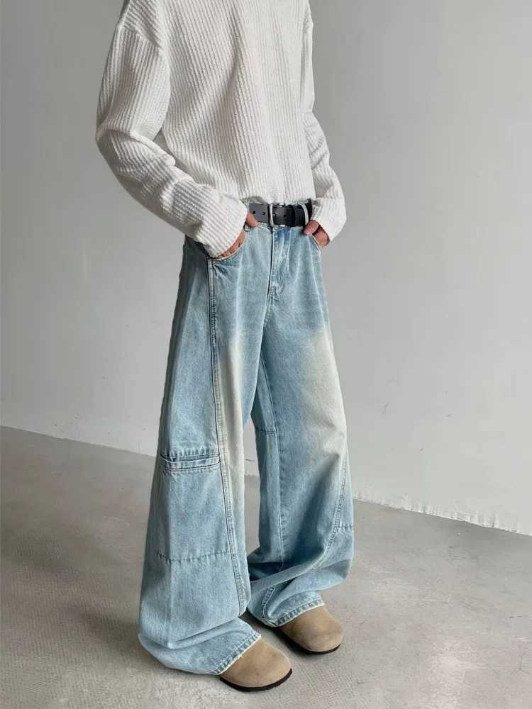 Trashy Y2K 2000S Washed Blue Baggy Jeans Pants For Men 90S Vintage Clothes Wide Leg Denim Korean Casual Trousers Pantalon Hombre J251030