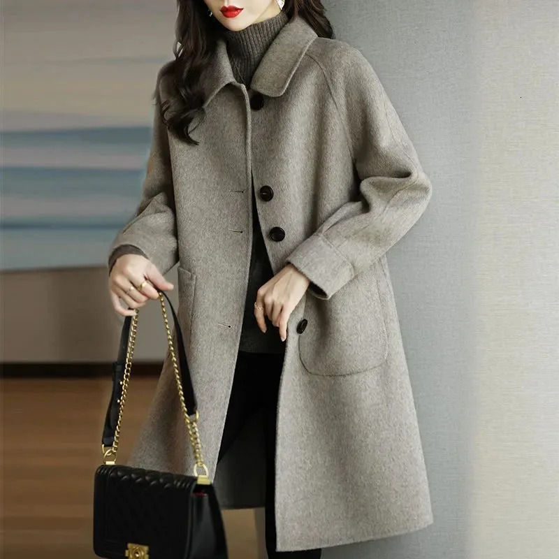 Plus Size Womens Thickened Woolen Coat Of The Season Autumn Winter Style Small Korean Version Slimming Med 251028
