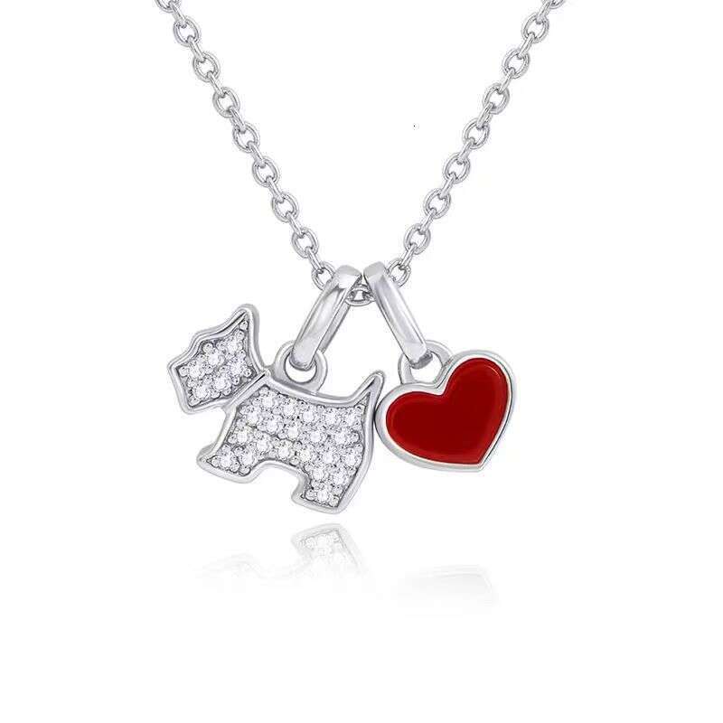 Full Dia Necklace for Women Cartoon Puppy Pendant with Inlaid Dias High-End Light Niche Heart Collarbone Chain