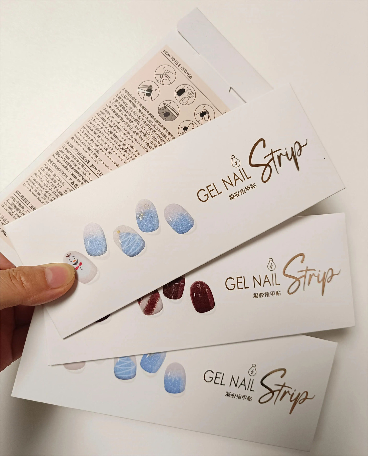 Christmas Gel Nail Stickers Semicuring Potherapy Nail Stickers Durable Waterproof Full UV Semibaked Nail Stickers 251027