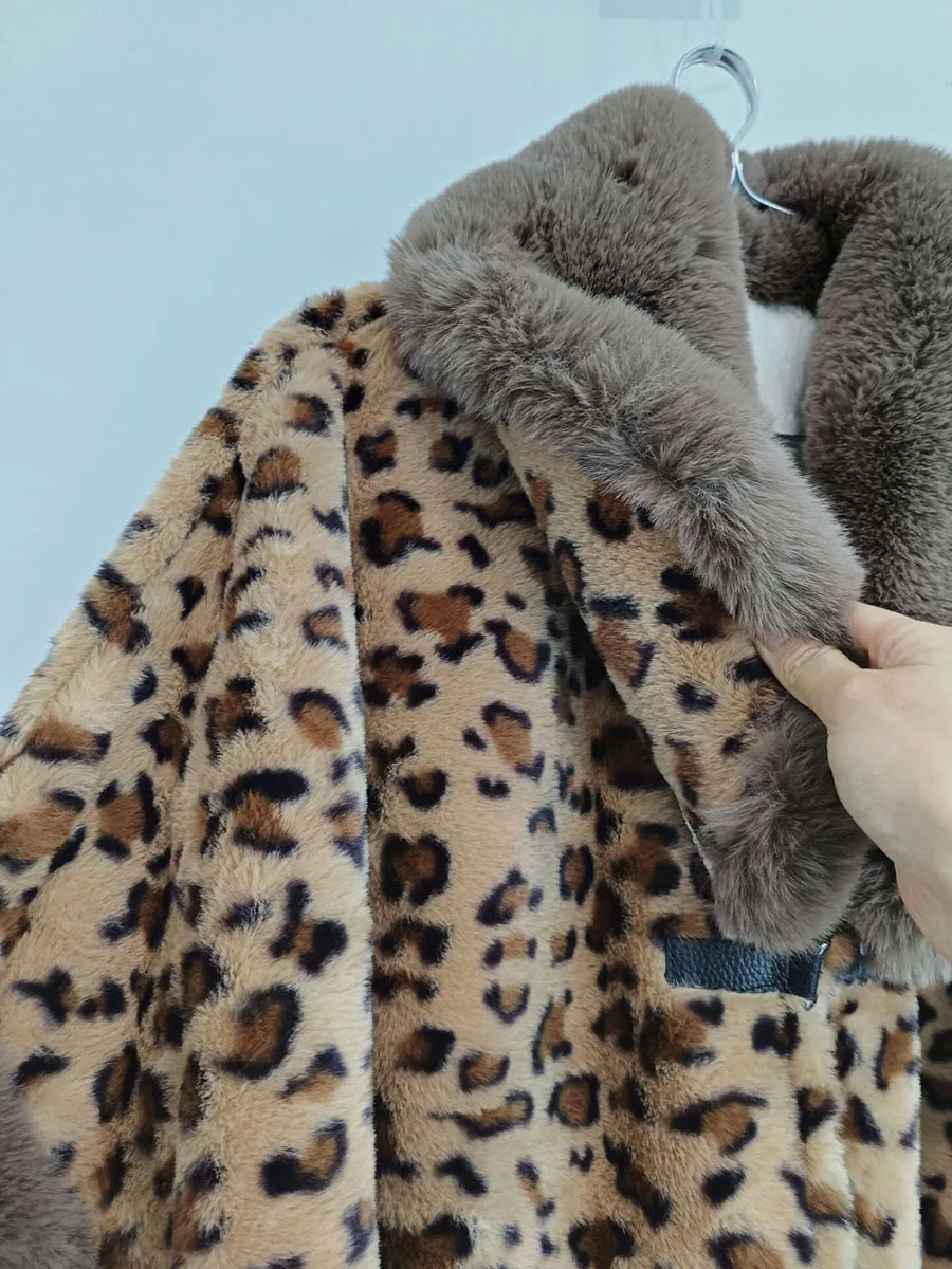 Soft Warm Furry Classic Leopard Faux Fur Cape Coat Long Fashion Batsleeve Cloak Winter Women Wraps Overcoat 251029