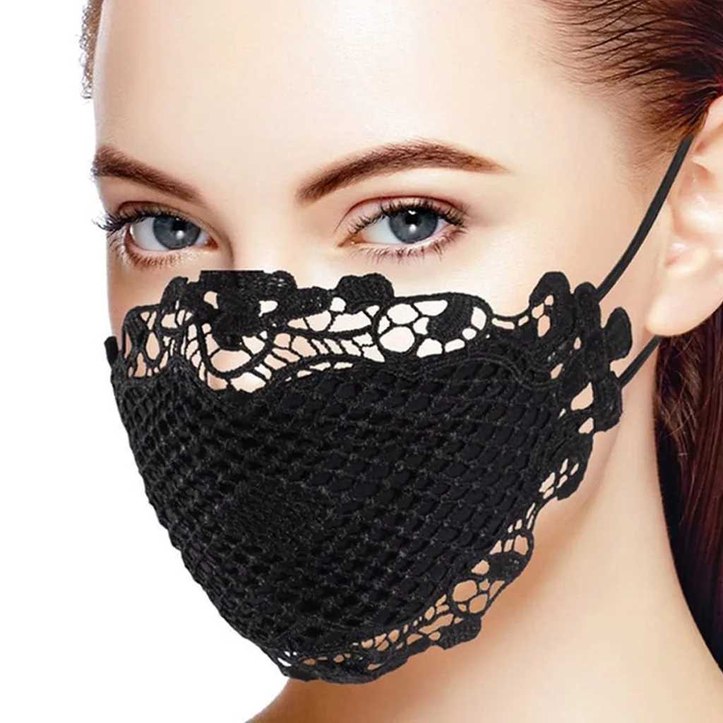 Face Mask Delicate Lace Applique And Face Protect Mouth Cover Beautiful Prints Facemask Dustproof Masque Halloween CosplayW251029