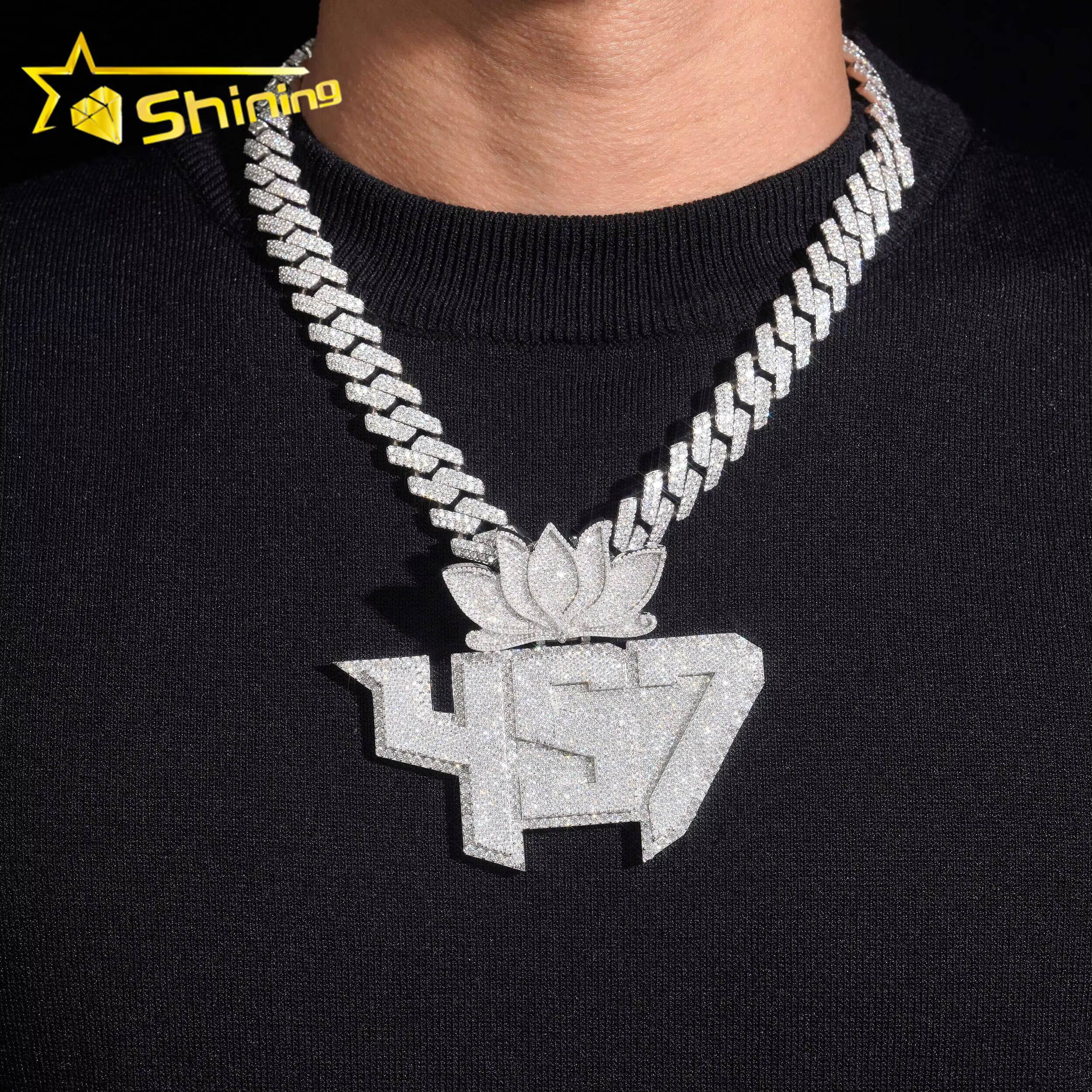 Custom Made Letter Iced Out VVS Moissanite Pendant Fine Jewelry 925 Silver Hip Hop Men Women Moissanite Name Pendant Designer's style