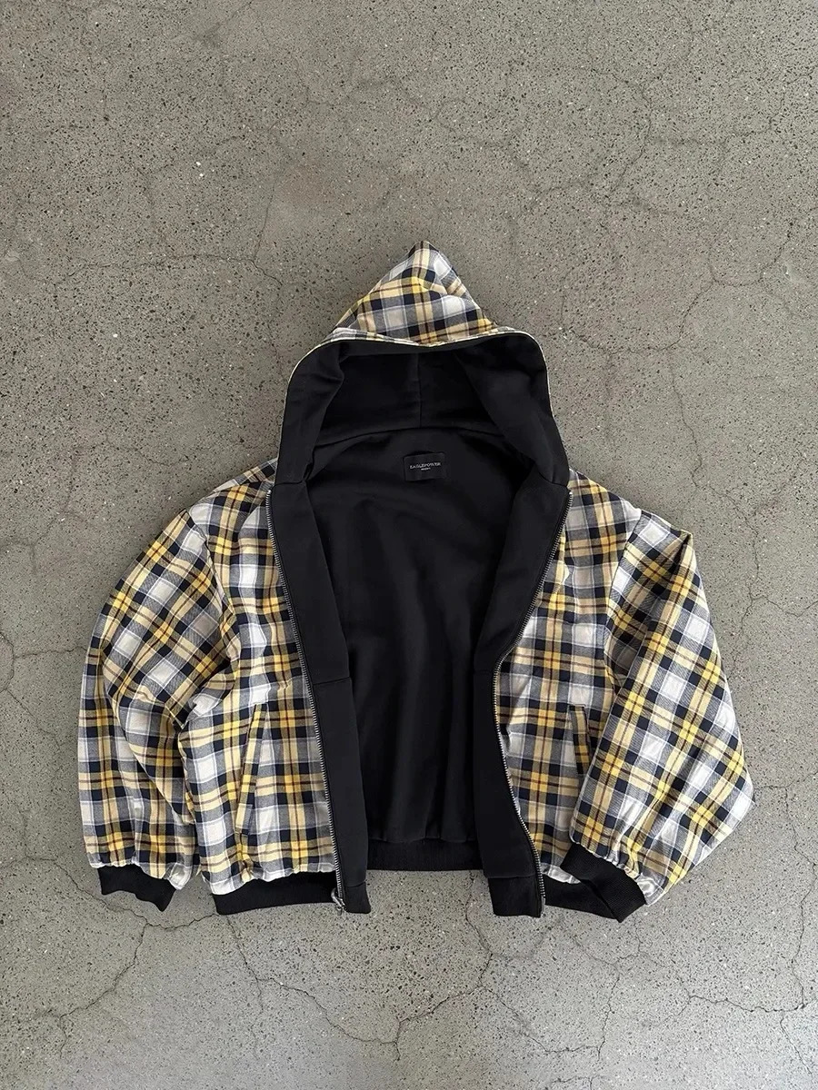 Y2K Korean Fashion Simple Black DoubleSided Oversized Zipper Hoodie Female Harajuku Gothic Casual Joker Couple Street Wear 251030