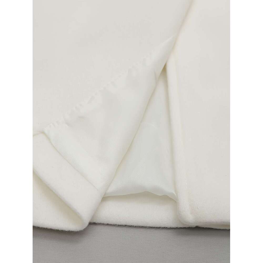 SPECHIR Women S Elegant Polyester Coat Faux Fur Collar Solid Color Double Breasted Winter Overcoat With Button Details Woven Outerwear A