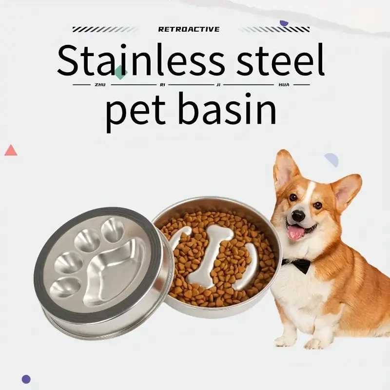 Premium Stainless Steel Pet Bowl Cervical Spine Protection for Dogs Cats Pet Choke and Choke Prevention Slow Food Bowl J251113