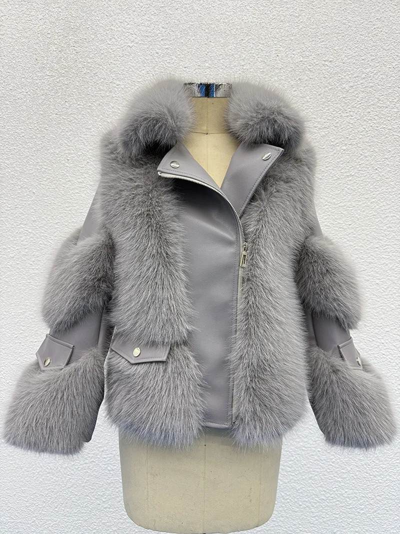 ZADORIN Winter Coats Furry Faux Fur Coat Women Turn Down Collar PU Leather Splicing Warm Lining Jacket 251014