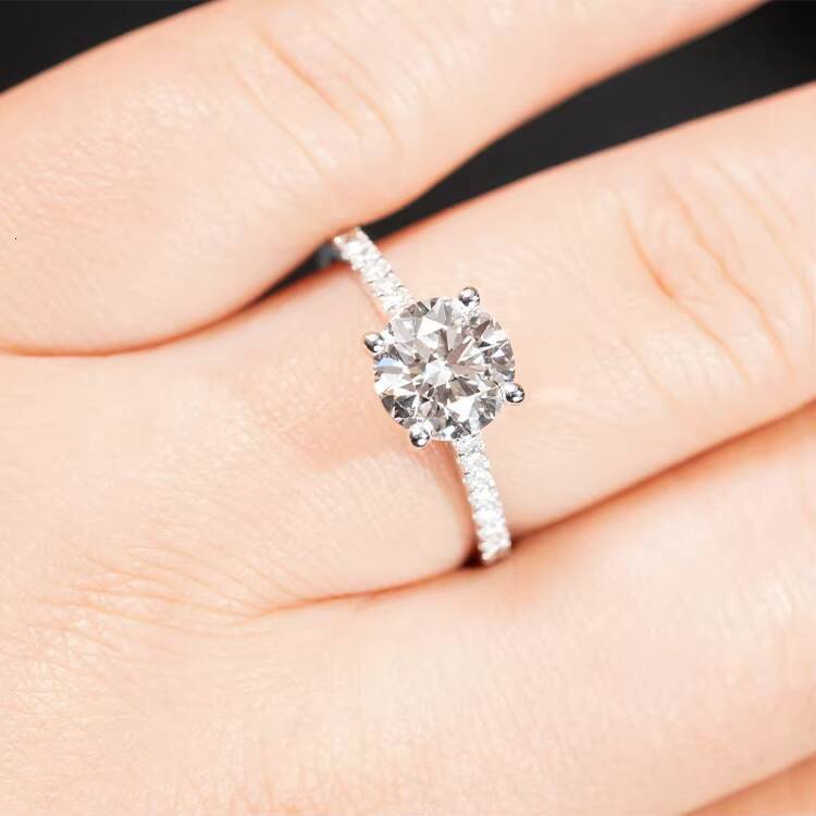 Redleaf Luxury Designer 2ct 8mm Round Brilliant Cut Moissanite Ring 14K Soild White Gold Halo Engagement Rings for Women