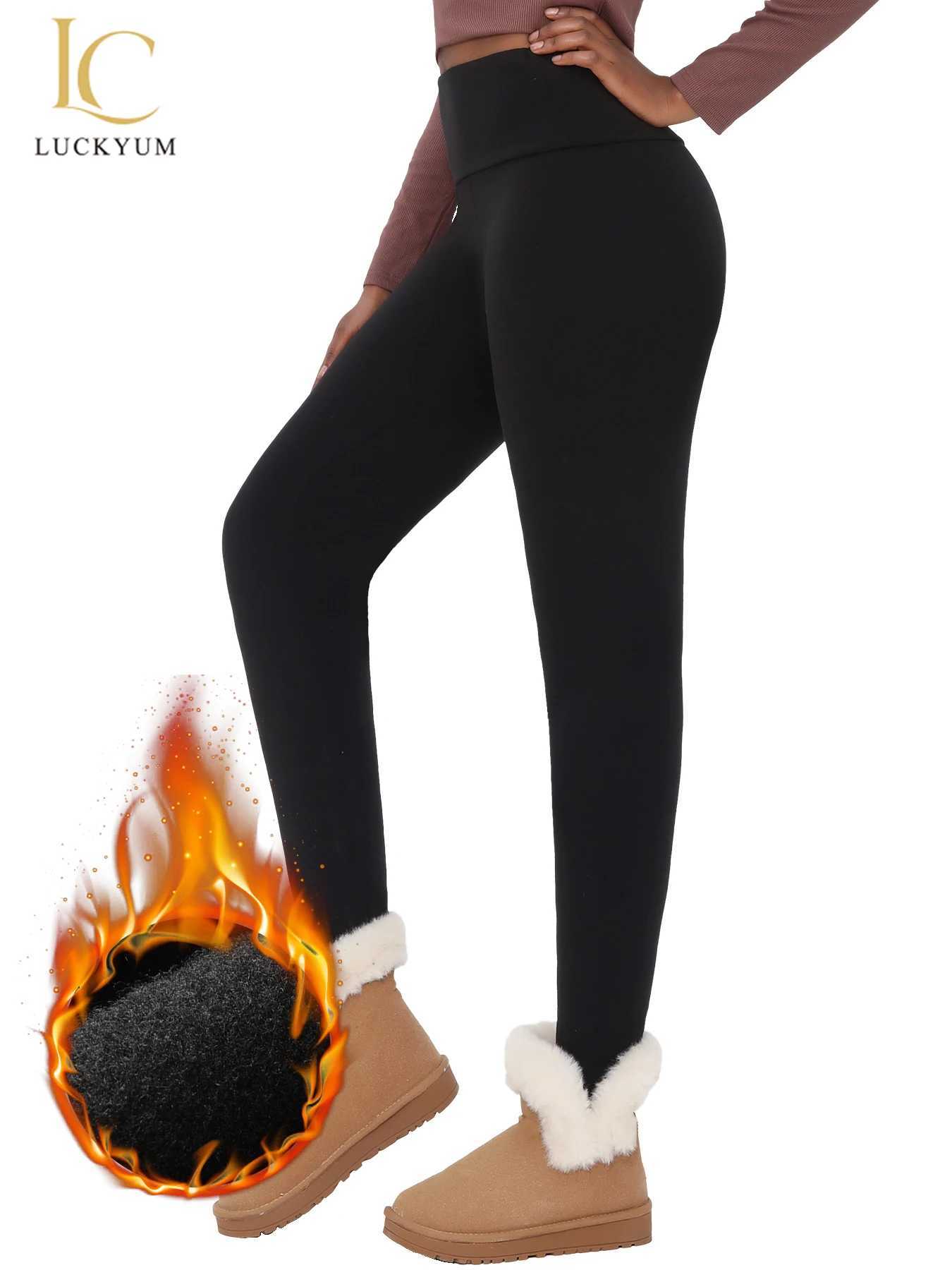 Womens Thermal Fleece Lined High Waisted Leggings Workout Winter Warm Thick Tights Soft Yoga Pants J2510301