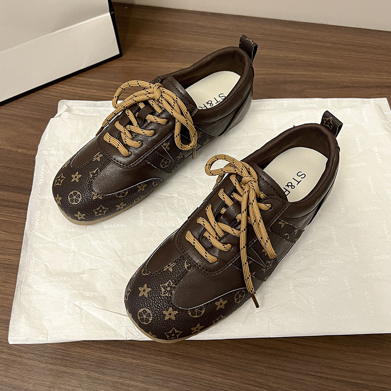 Free Shipping Luxury Women's Soft Leather German Training Shoes - Retro Commuter Flat for Women, Athletic Casual Low Heel Comfortable Forrest Gum