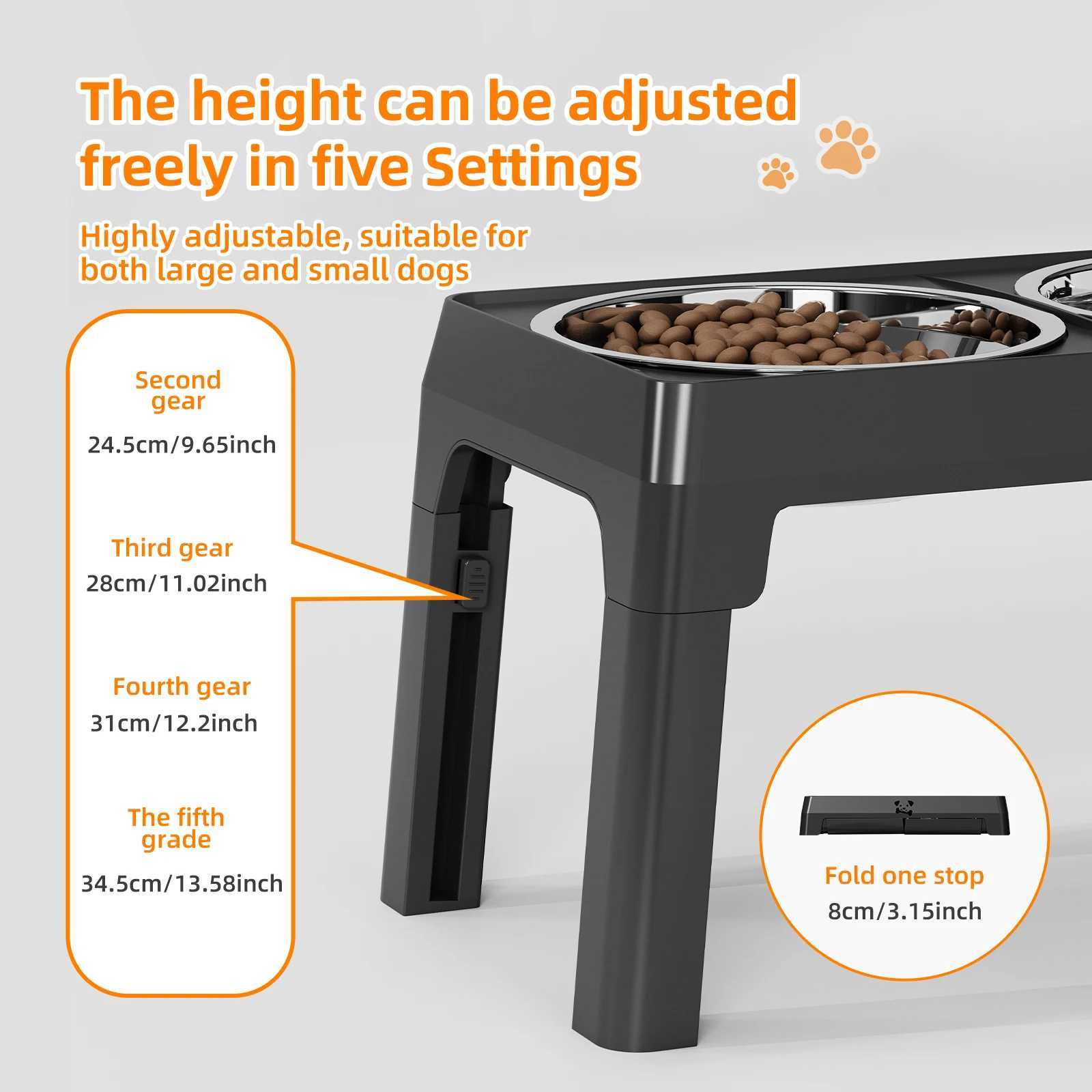Ortable NonSlip Elevated Dog Bowls Foldable Xiaz Raised Feeder Bowls Stand Set With 2 Stainless Steel Bowls J251113