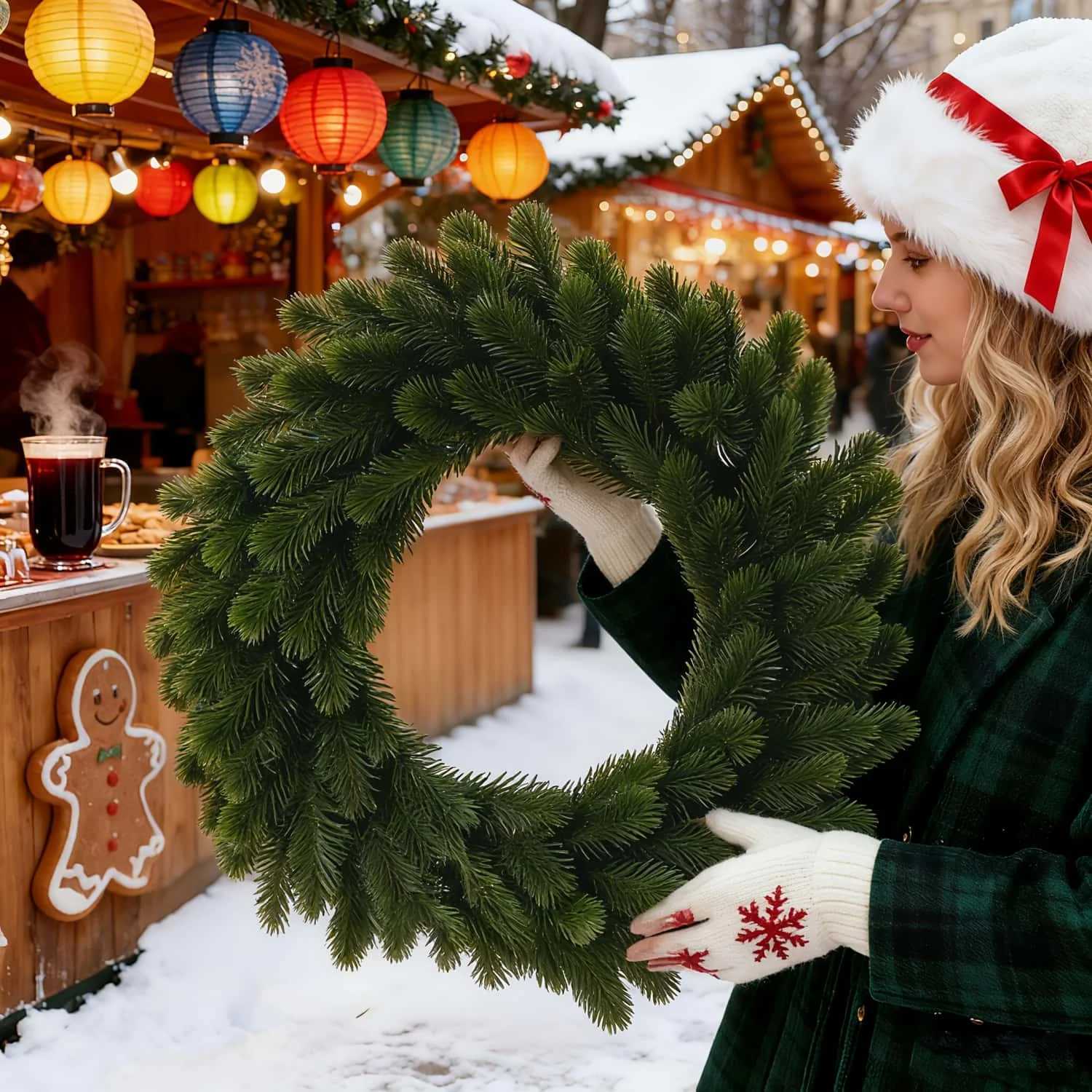 1pc Artificial Christmas Wreath Durable Plastic Xmas Decor Wedding Holiday Dcor Christmas Wreaths For Front Door C251030