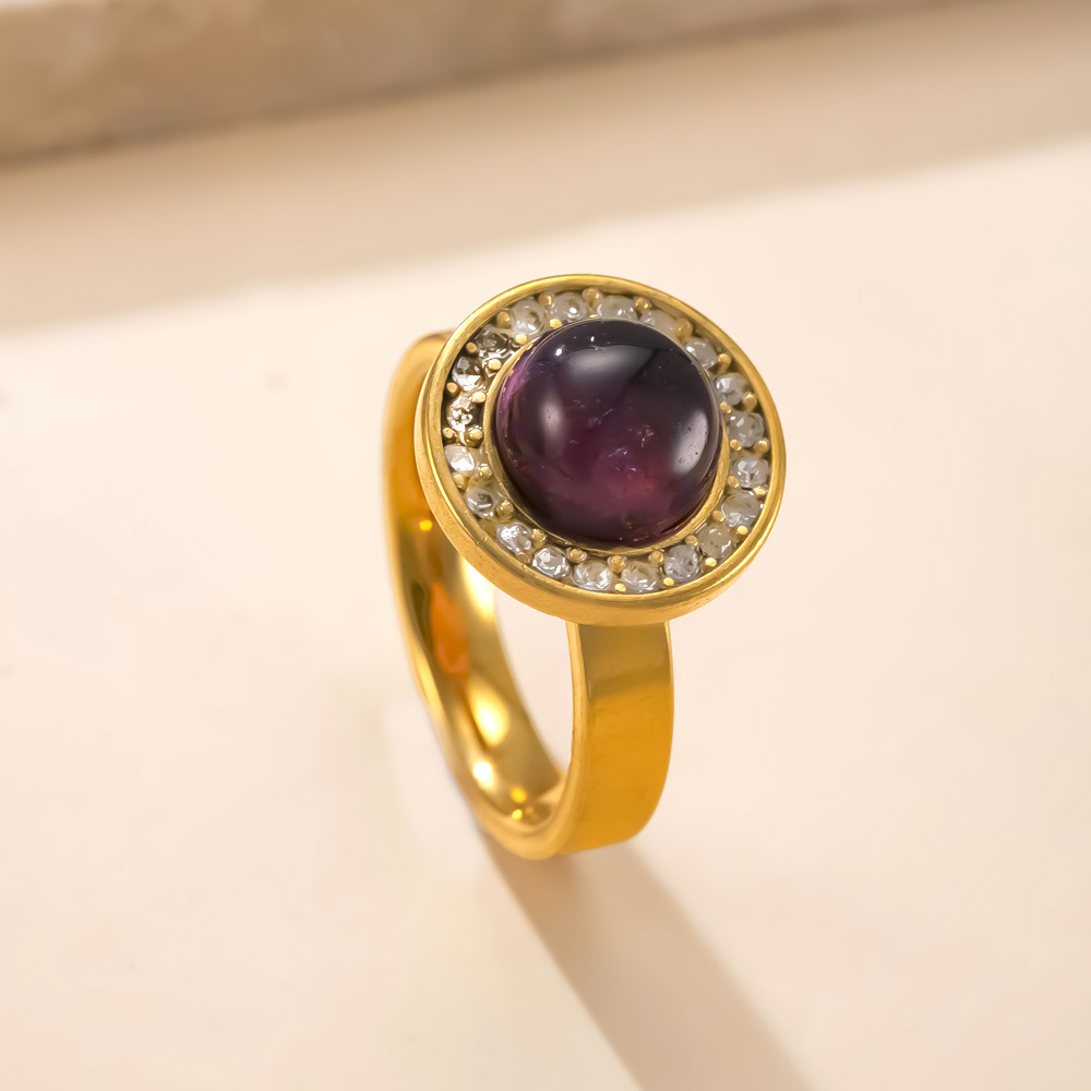 Designer ring 18k Gold Plated Circle Natural Stone Ring Zircon Freshwater Pearl Light Luxury Fashion Simple Ring free shipping gift for women diamond 