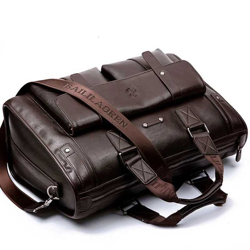 Men Leather Briefcase Large Capacity Business Handbag Messenger Bags M Vintage Shoder Bag Mens 14156 Inch Laptop Bags Y251011