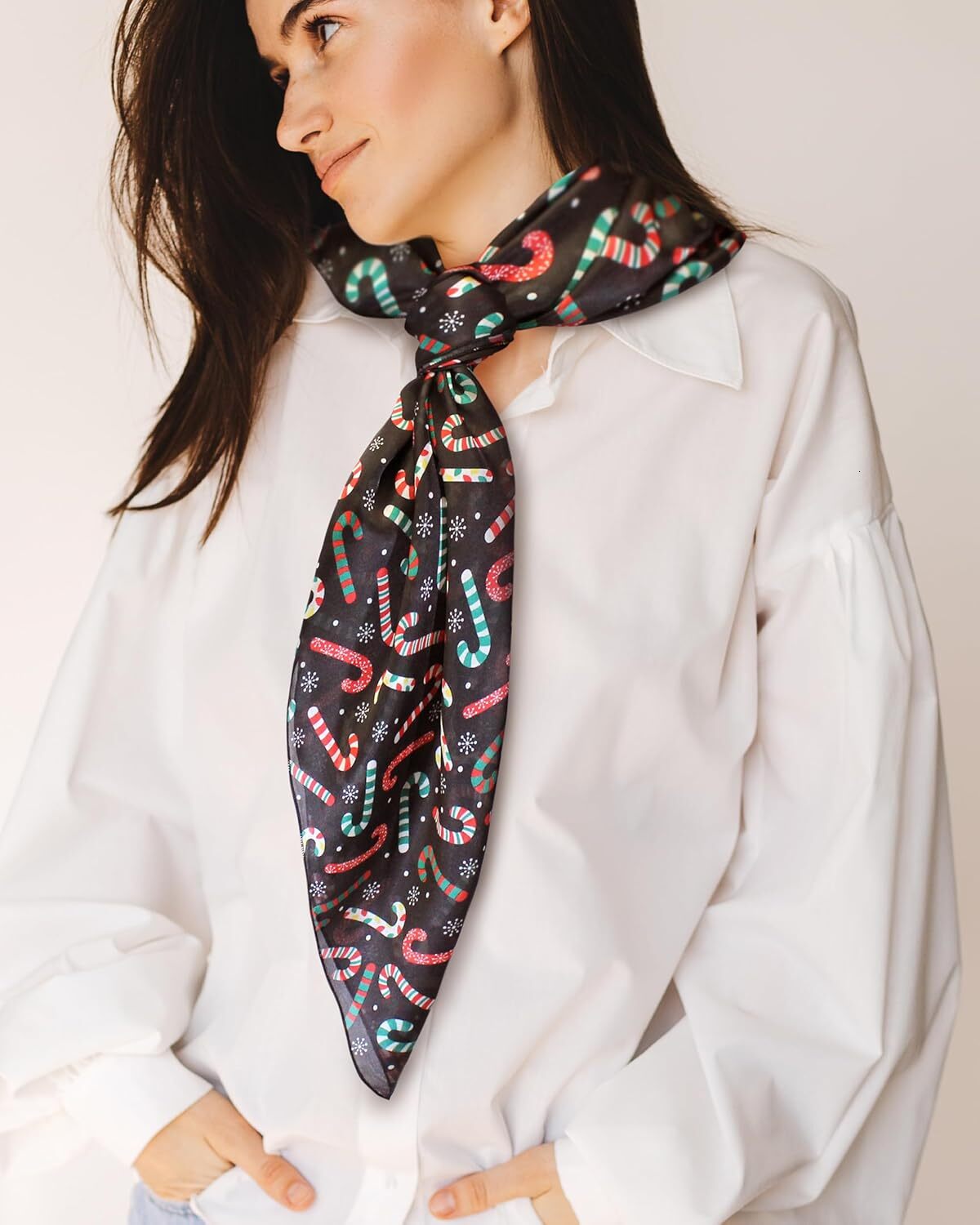 Custom Women's Lightweight Soft Silk Feeling Christmas gifts Poinsettia Snowman Scarf 13" 70" 21" 21"or x 35"