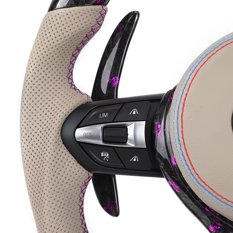 Half Perforated Leather Purple Forged Carbon LED Steering Wheel for BMW F10 F20 F22 F30 F32 M5 F90 F80 M3 M4 F82 M2 F87 Coupe