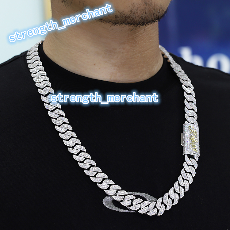 Hip Hop High Quality Heavy Silver 16mm Men Necklace Gold Plated VVS1 Moissanite Diamonds Cuban Link Chain with GRA Certificate