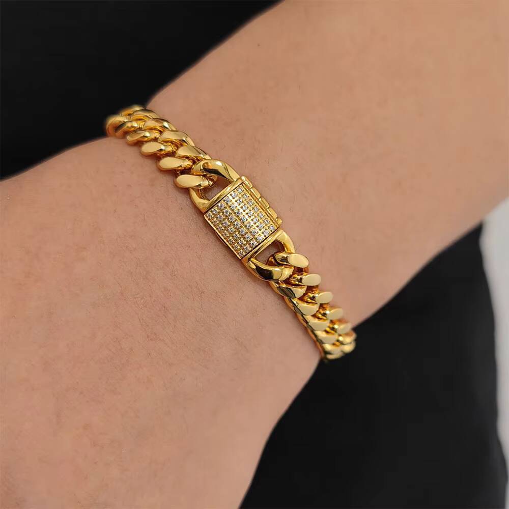 Wholesale Custom Stainless Steel Cuban Bracelet High Polish Curb Chain Cuban Link Bracelet Women Designer's style