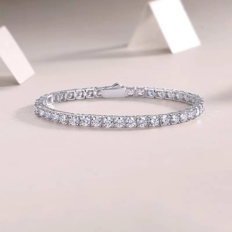 Solid 925 Sterling Silver 22carat Moissanite Tennis Bracelets for Women Men Engagement Jewelry Gift