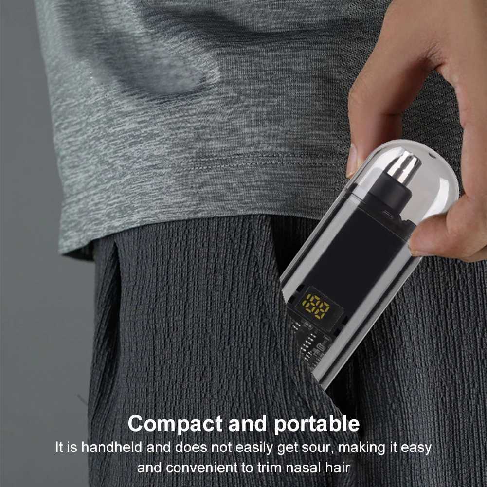 Portable Nose Hair Trimmer Ear Nose Hair Trimmer Clipper Digital DisplayBlack M251030