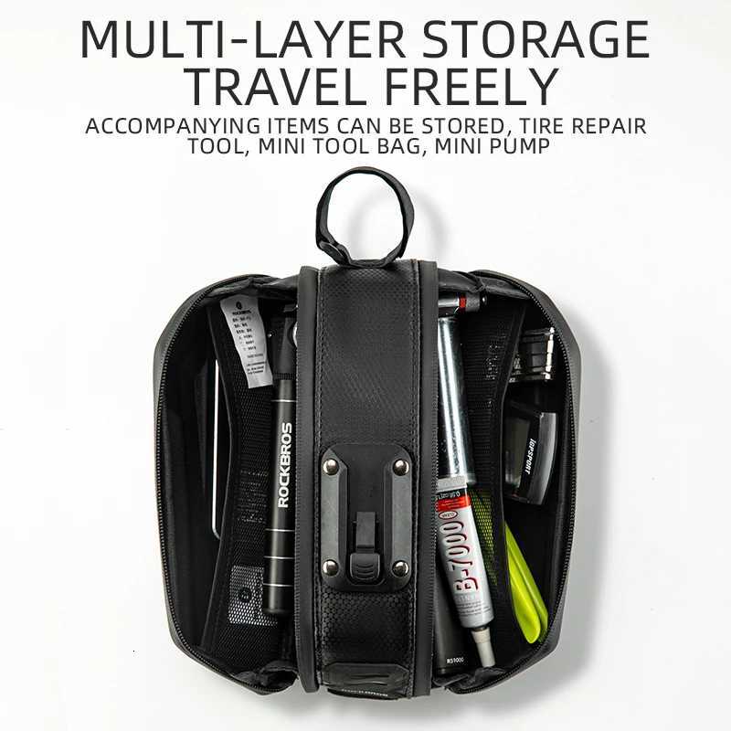 ROCKBROS17L Bicycle Bag Waterproof Rear Large Capatity Quick Release Seatpost Shockproof Double Zipper Rear Bag Accessories H251029