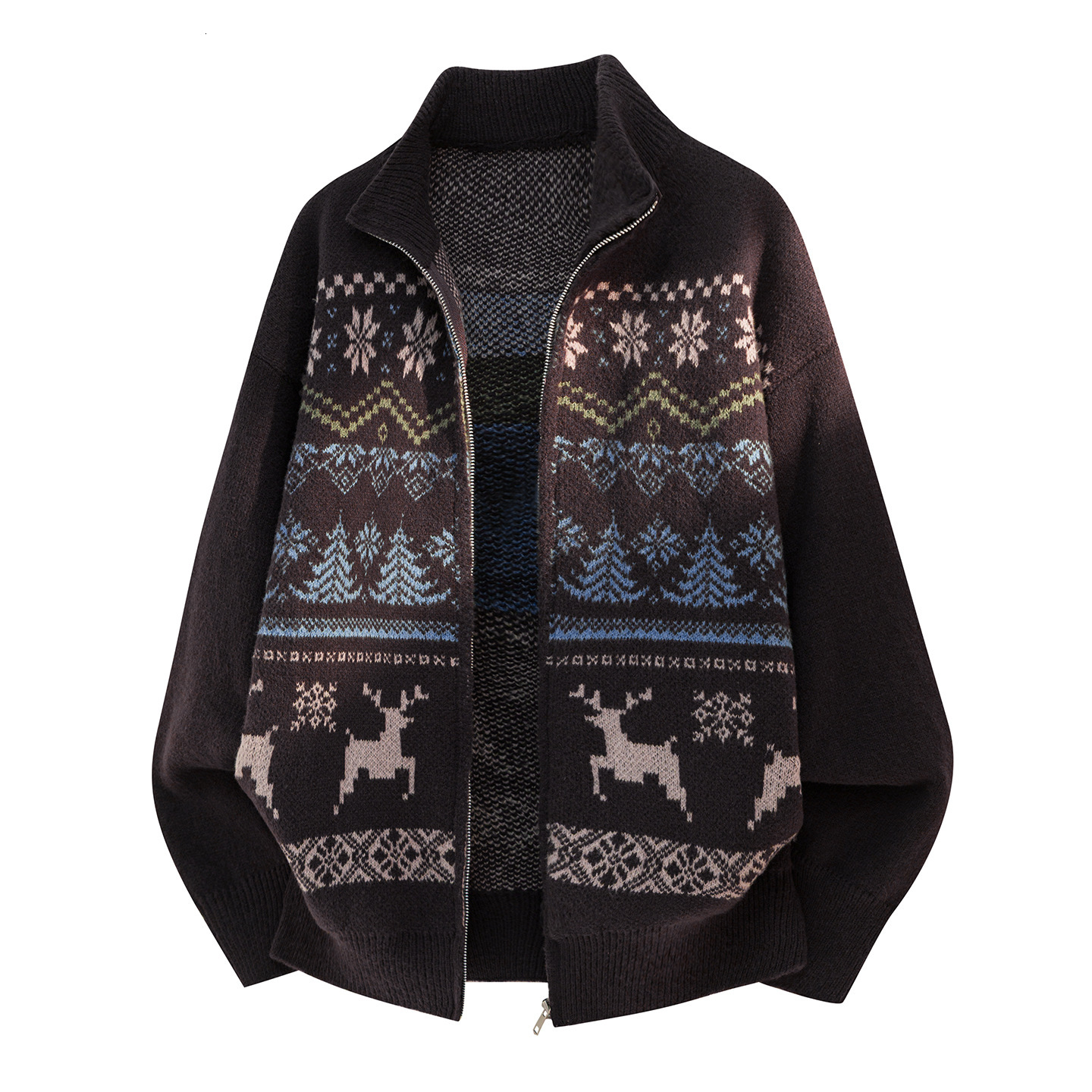 Jacquard Texture Fair Isle Cardigan Sweater For Men New Autumn Designer Sweater And Winter Ethnic Style Soft Knitted Jacket