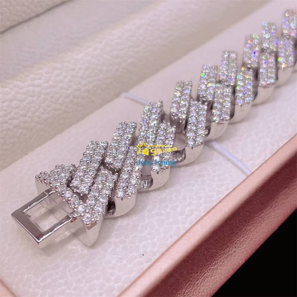 925 Sterling Silver Gold Plated VVS Moissanite Diamond Custom 15MM Iced Out Cuban Bracelet